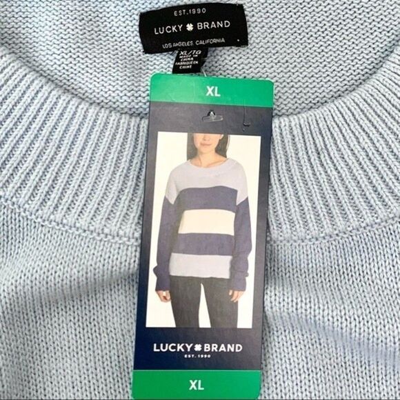 NWT Lucky Brand Striped Color Block Knit Pullover Sweater - Picture 6 of 7